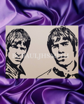 Liam & Noel Gallagher Inspired Painting | Banksy Style Oasis Canvas Art | Black & White Music Wall Decor