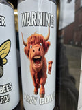 SASSY SIPS - WARNING CRAZY COW - TUMBLER By Kayleigh's Hand Crafted Haven