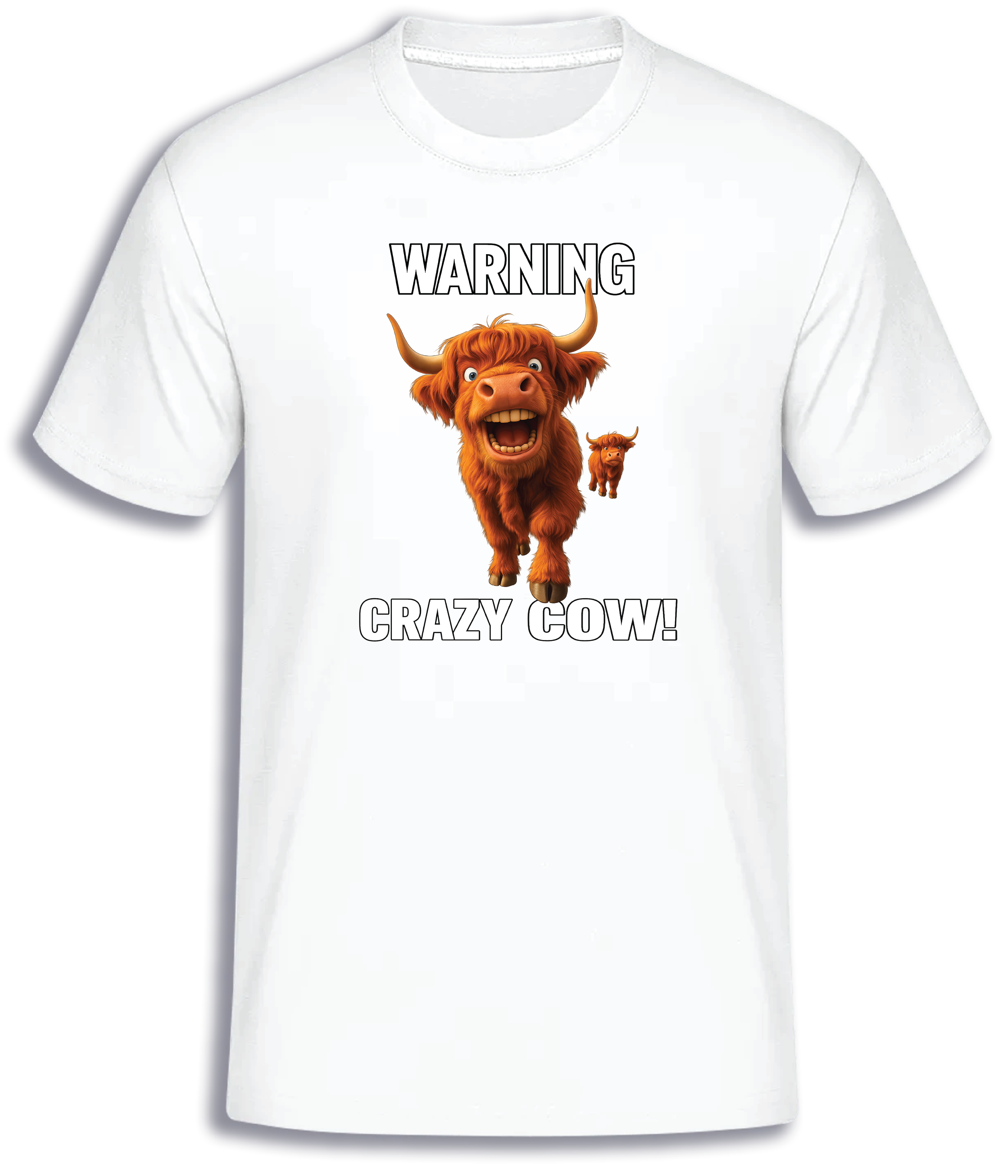 ADROIT CREATIONS WARNING CRAZY COW T-SHIRT (WHITE)