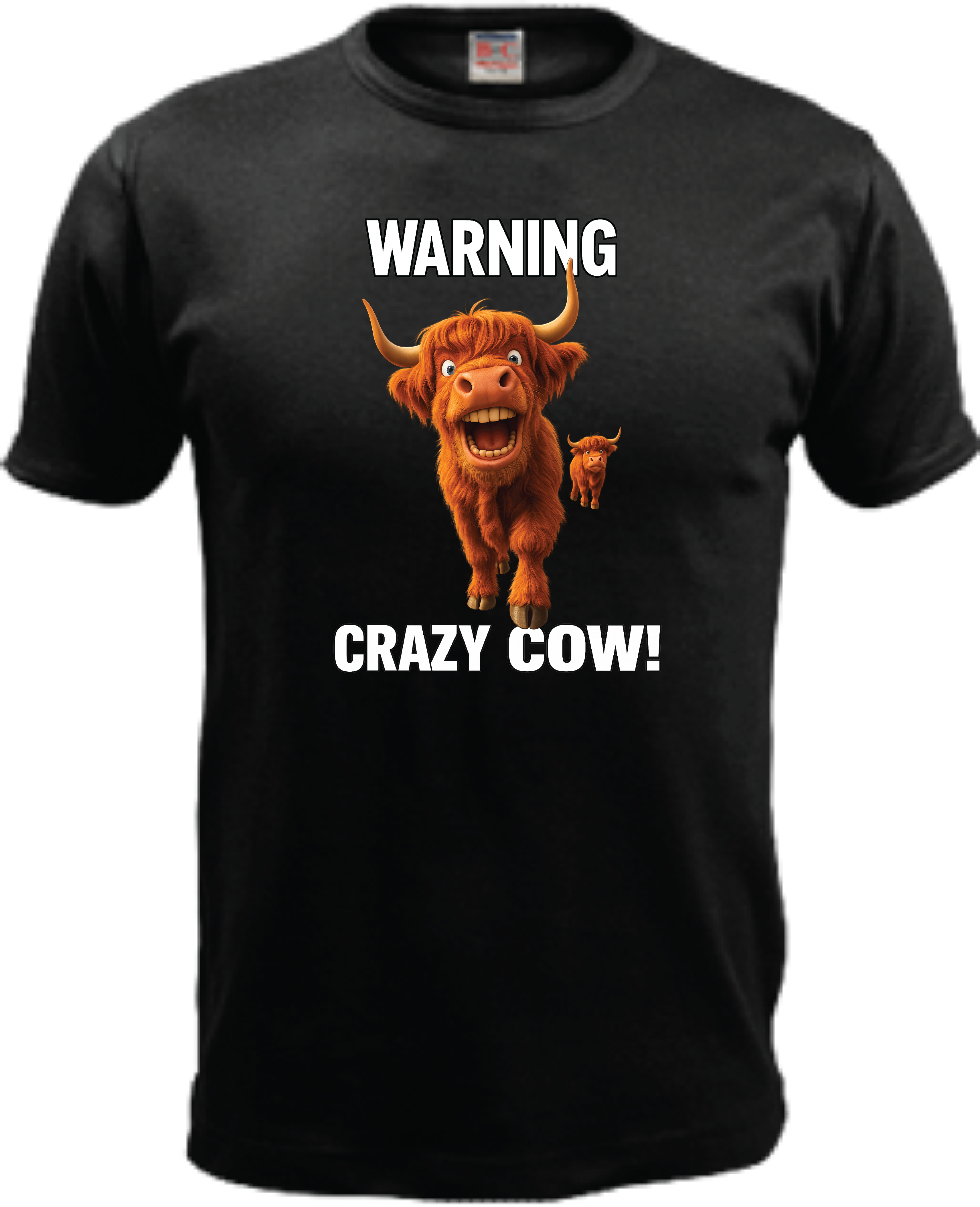 ADROIT CREATIONS WARNING CRAZY COW T-SHIRT (BLACK)