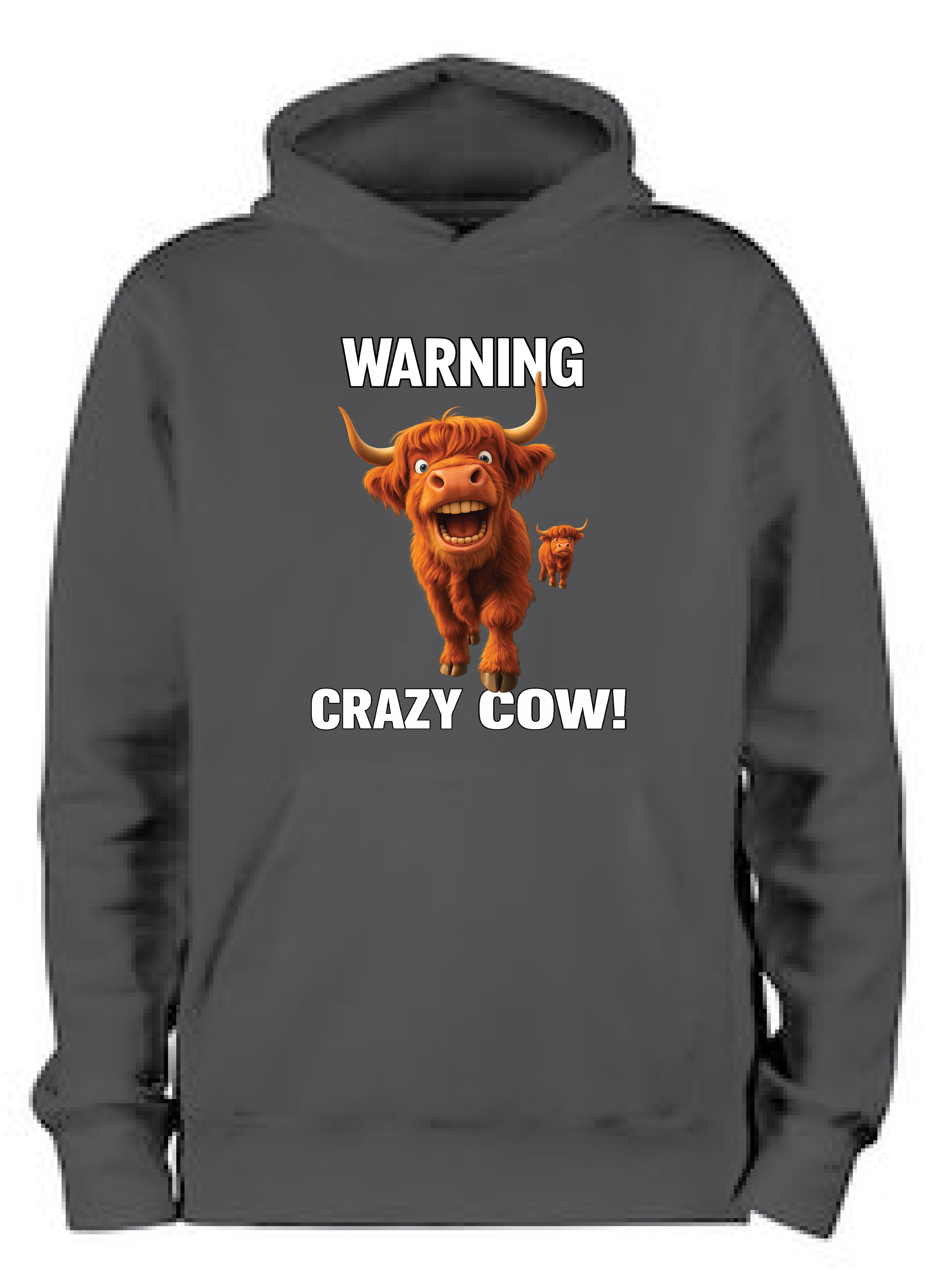 ADROIT CREATIONS WARNING CRAZY COW HOODIE (DEEP BLACK)