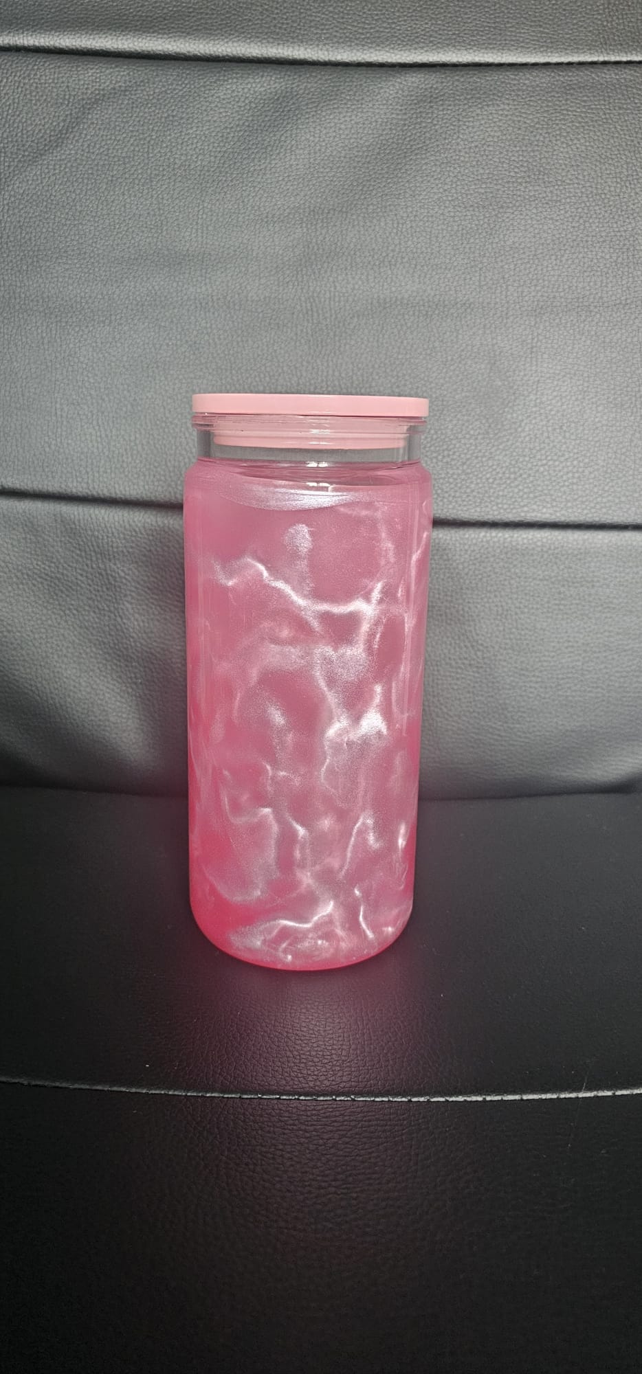 20oz Pink Mica Powder Snow Globe Tumbler | Handmade Glitter Tumbler | Sassy Sips by KHCH