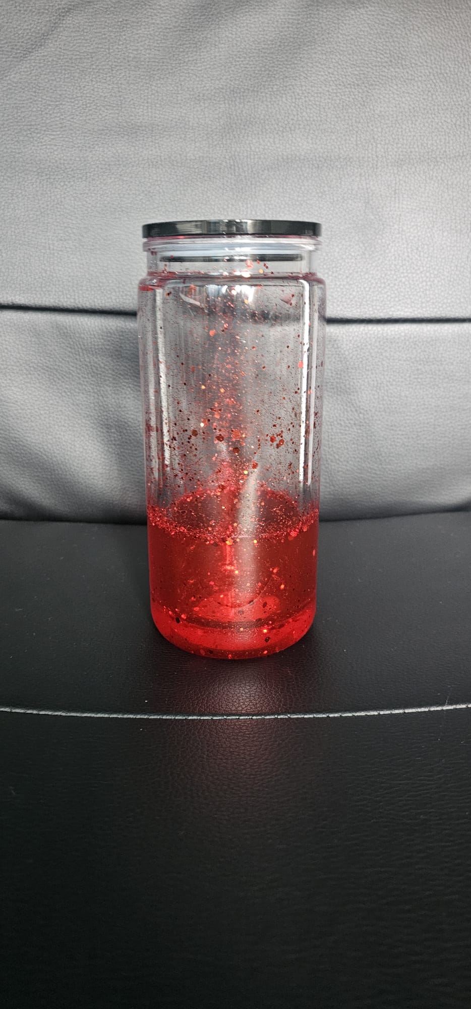 20oz Red Lava Style Snow Globe Tumbler with Bow | Handmade Glitter Cup | Sassy Sips by KHCH