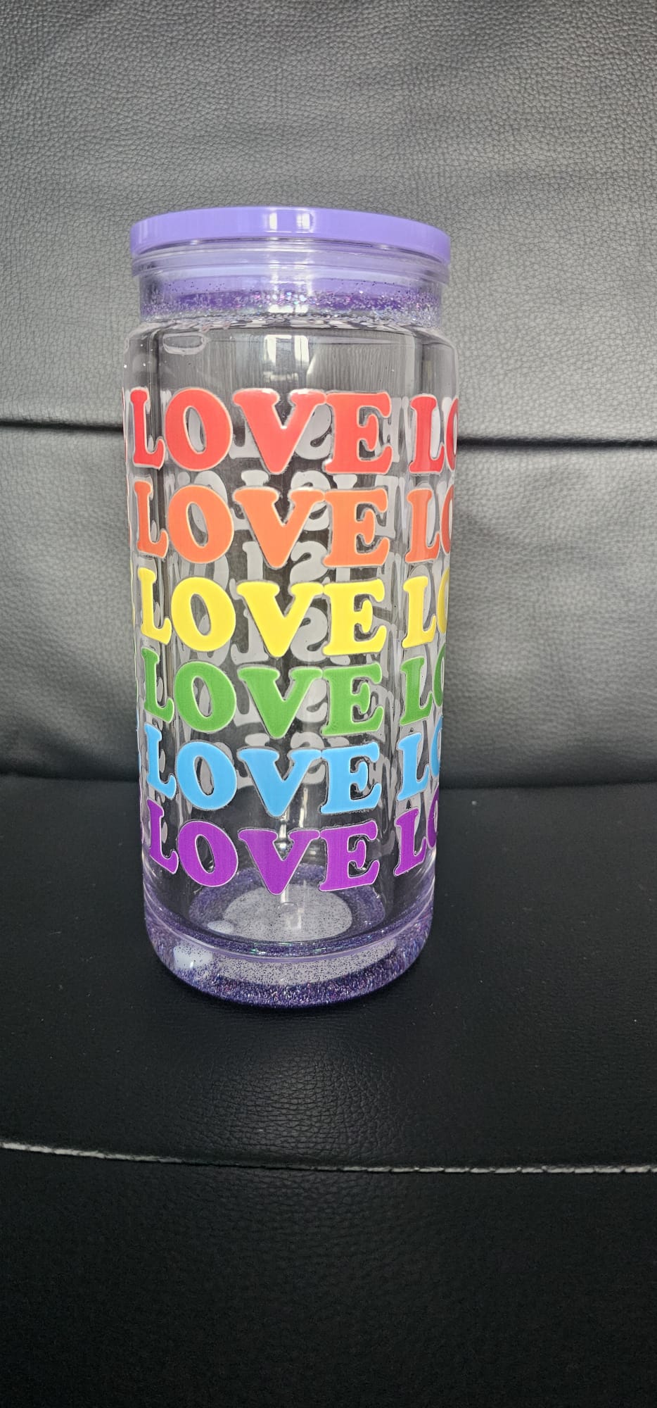 20oz Love Is Love Snow Globe Tumbler with Bow | Handmade Glitter Cup | Sassy Sips by KHCH
