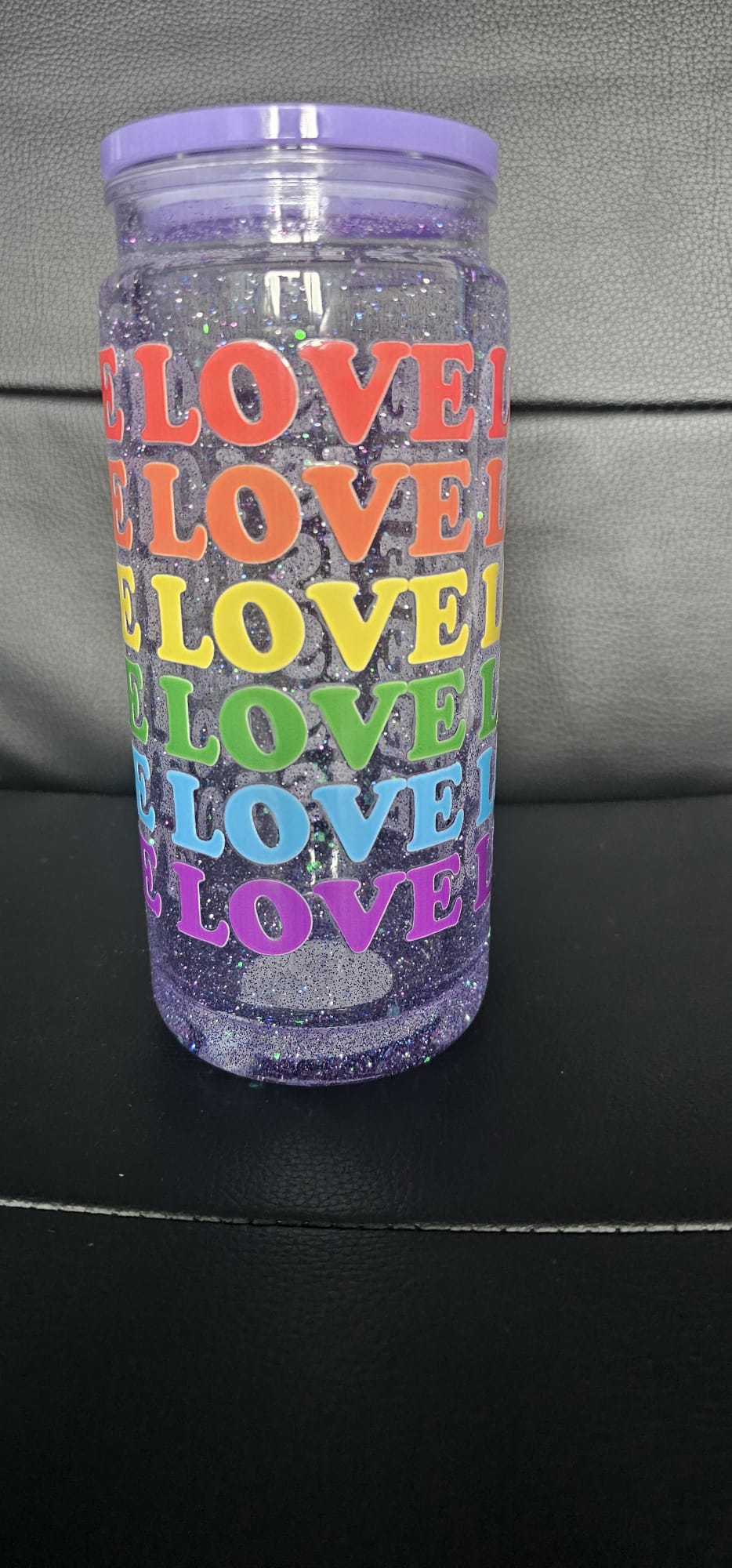 20oz Love Is Love Snow Globe Tumbler with Bow | Handmade Glitter Cup | Sassy Sips by KHCH
