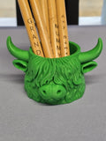 3D Highland Cow Head Pen Holding Tub – Resin Desktop Organiser – Adroit Creations