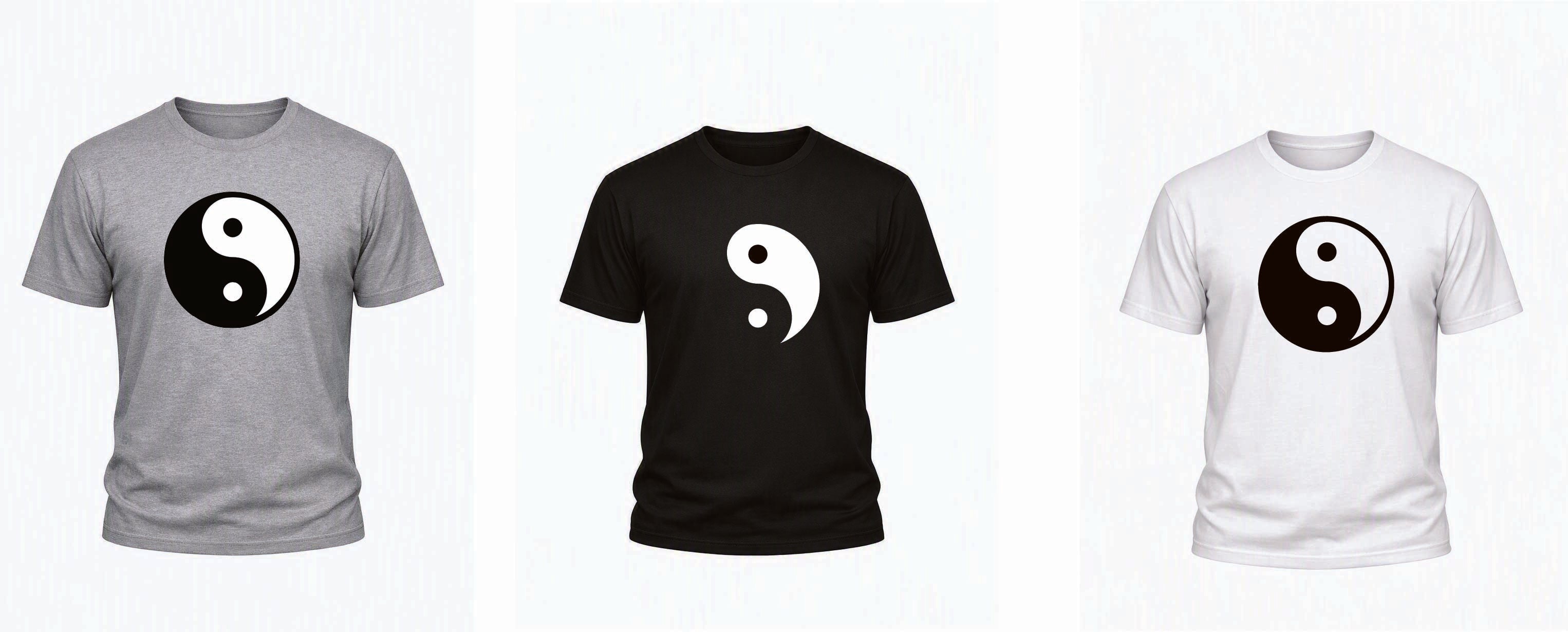 Yin‑Yang T‑Shirt – Kids 1–15yrs & Adults S–5XL – Black, White & Grey – Adroit Kids & Adroit Clothing UK