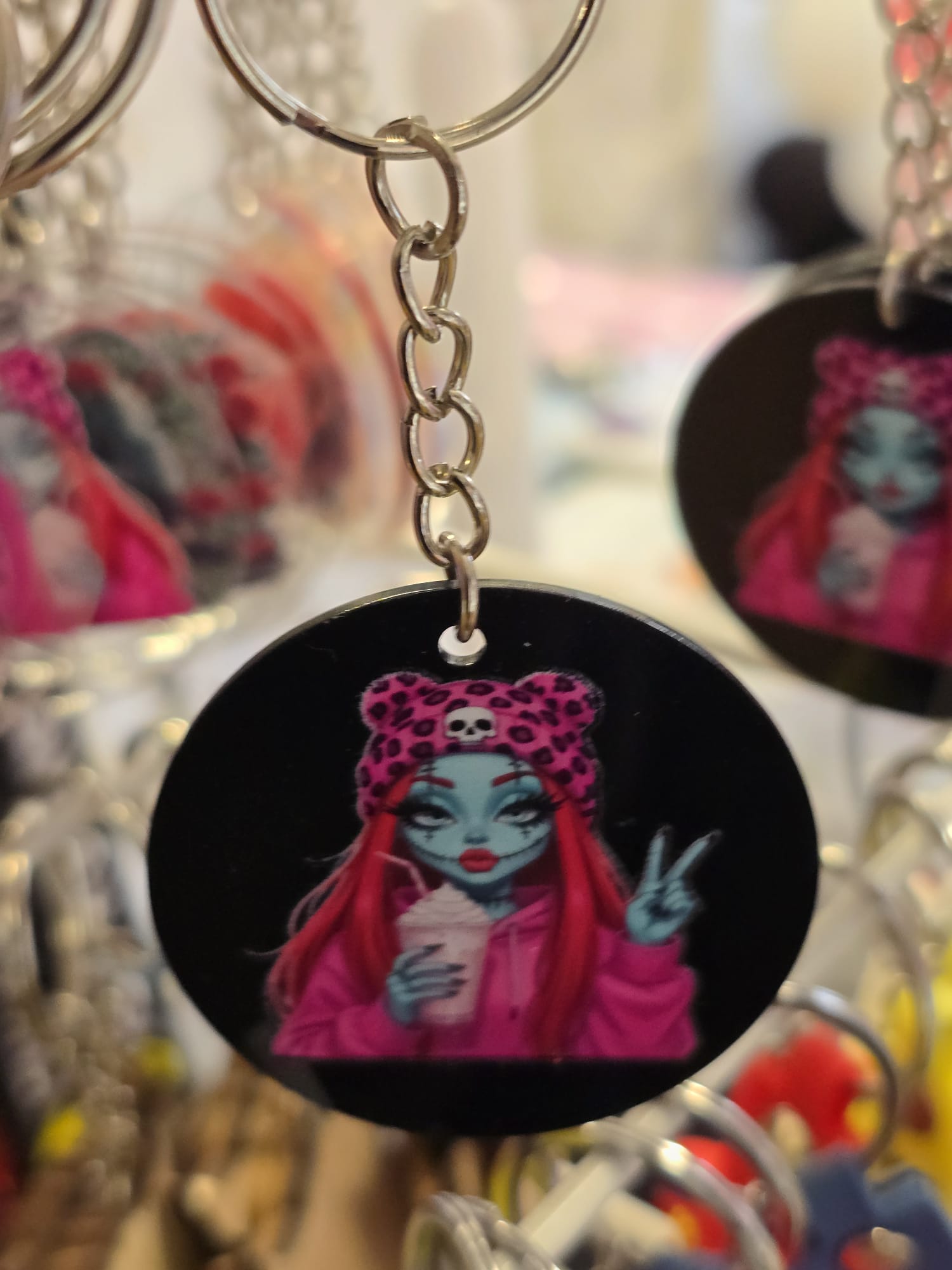 ZOMBIE GIRL - KEYRING (BLACK) By Kayleigh's Hand Crafted Haven