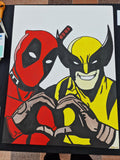 Deadpool & Wolverine INSPIRED Canvas Art | Hand Painted Superhero Painting on Deep Edge Canvas | Comic Book Wall Art