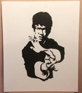Bruce Lee Inspired Canvas Painting | 24x18 Inch | Hand Painted Banksy Style Movie Art | Legend Wall Decor